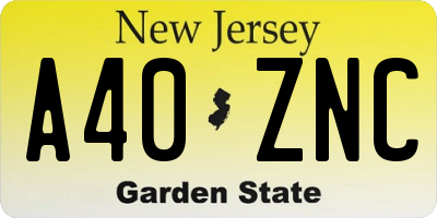 NJ license plate A40ZNC