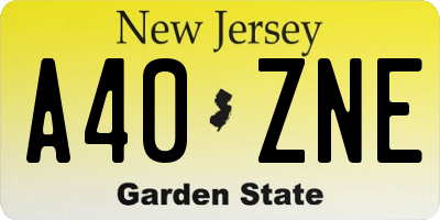 NJ license plate A40ZNE