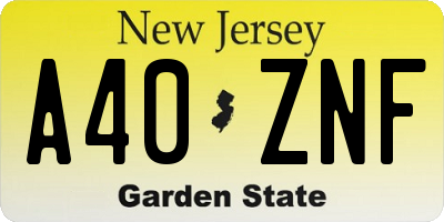 NJ license plate A40ZNF