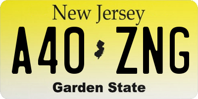 NJ license plate A40ZNG