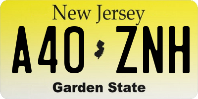 NJ license plate A40ZNH