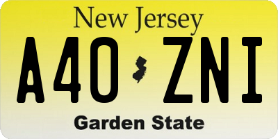 NJ license plate A40ZNI
