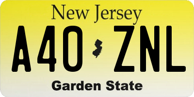 NJ license plate A40ZNL