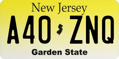 NJ license plate A40ZNQ