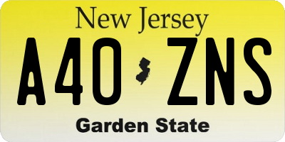 NJ license plate A40ZNS