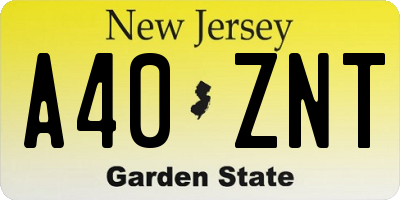 NJ license plate A40ZNT