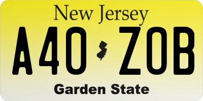 NJ license plate A40ZOB