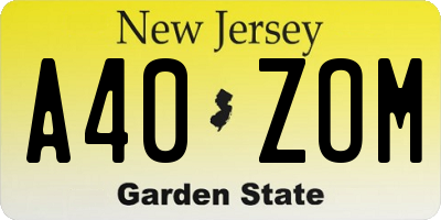 NJ license plate A40ZOM