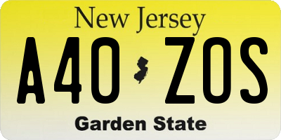 NJ license plate A40ZOS