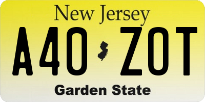 NJ license plate A40ZOT