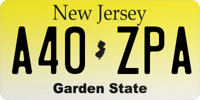 NJ license plate A40ZPA