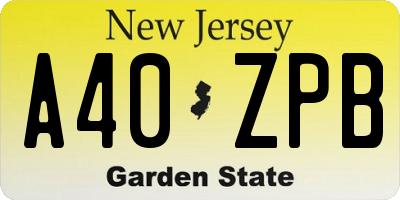 NJ license plate A40ZPB