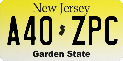 NJ license plate A40ZPC