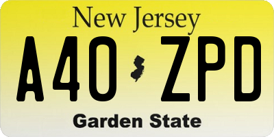 NJ license plate A40ZPD