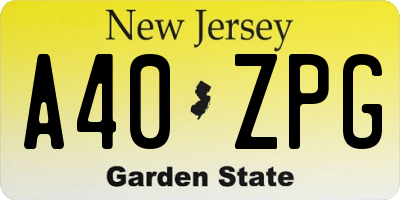 NJ license plate A40ZPG