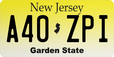 NJ license plate A40ZPI