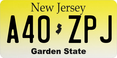 NJ license plate A40ZPJ