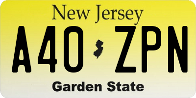 NJ license plate A40ZPN
