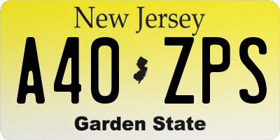 NJ license plate A40ZPS