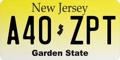 NJ license plate A40ZPT