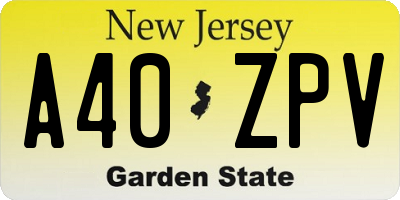 NJ license plate A40ZPV