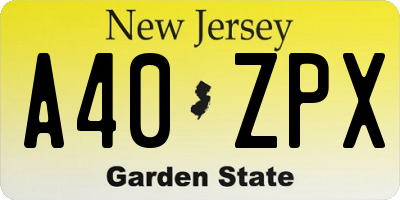 NJ license plate A40ZPX