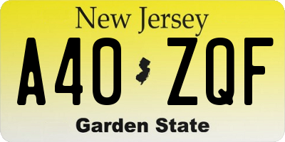 NJ license plate A40ZQF
