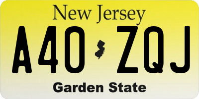 NJ license plate A40ZQJ