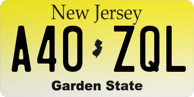 NJ license plate A40ZQL