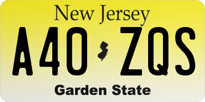 NJ license plate A40ZQS