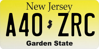 NJ license plate A40ZRC