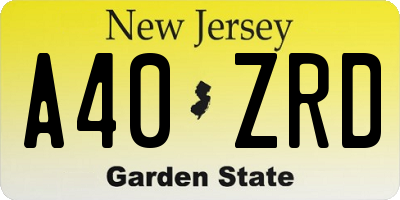 NJ license plate A40ZRD