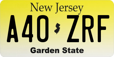 NJ license plate A40ZRF