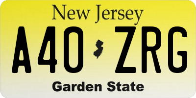 NJ license plate A40ZRG