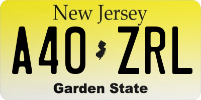 NJ license plate A40ZRL