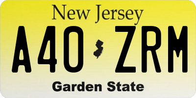 NJ license plate A40ZRM