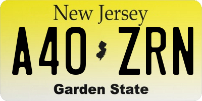 NJ license plate A40ZRN