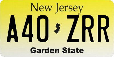 NJ license plate A40ZRR