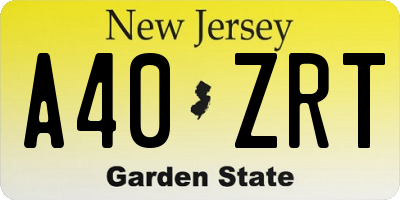 NJ license plate A40ZRT