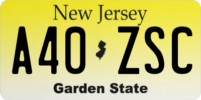 NJ license plate A40ZSC