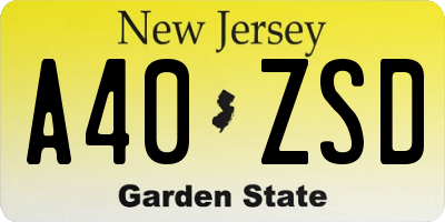 NJ license plate A40ZSD