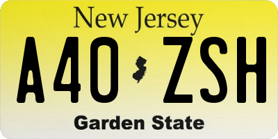 NJ license plate A40ZSH