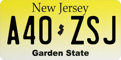 NJ license plate A40ZSJ