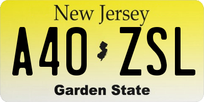 NJ license plate A40ZSL