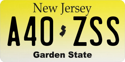 NJ license plate A40ZSS