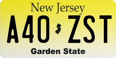 NJ license plate A40ZST