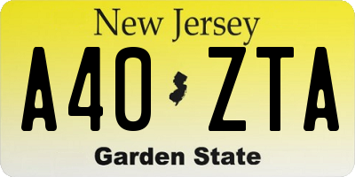 NJ license plate A40ZTA