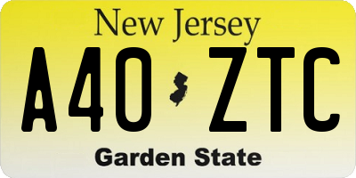 NJ license plate A40ZTC