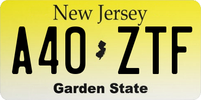 NJ license plate A40ZTF