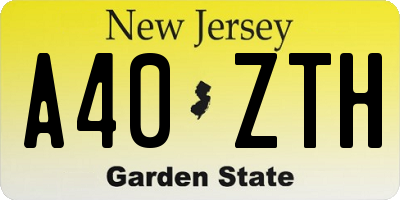 NJ license plate A40ZTH